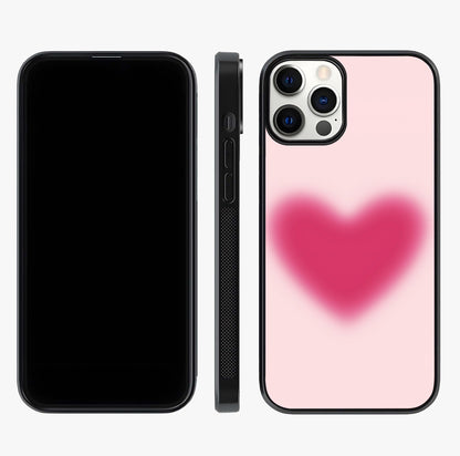 Pink Aura Heart Glass Case displayed upright for full design visibility and premium finish.