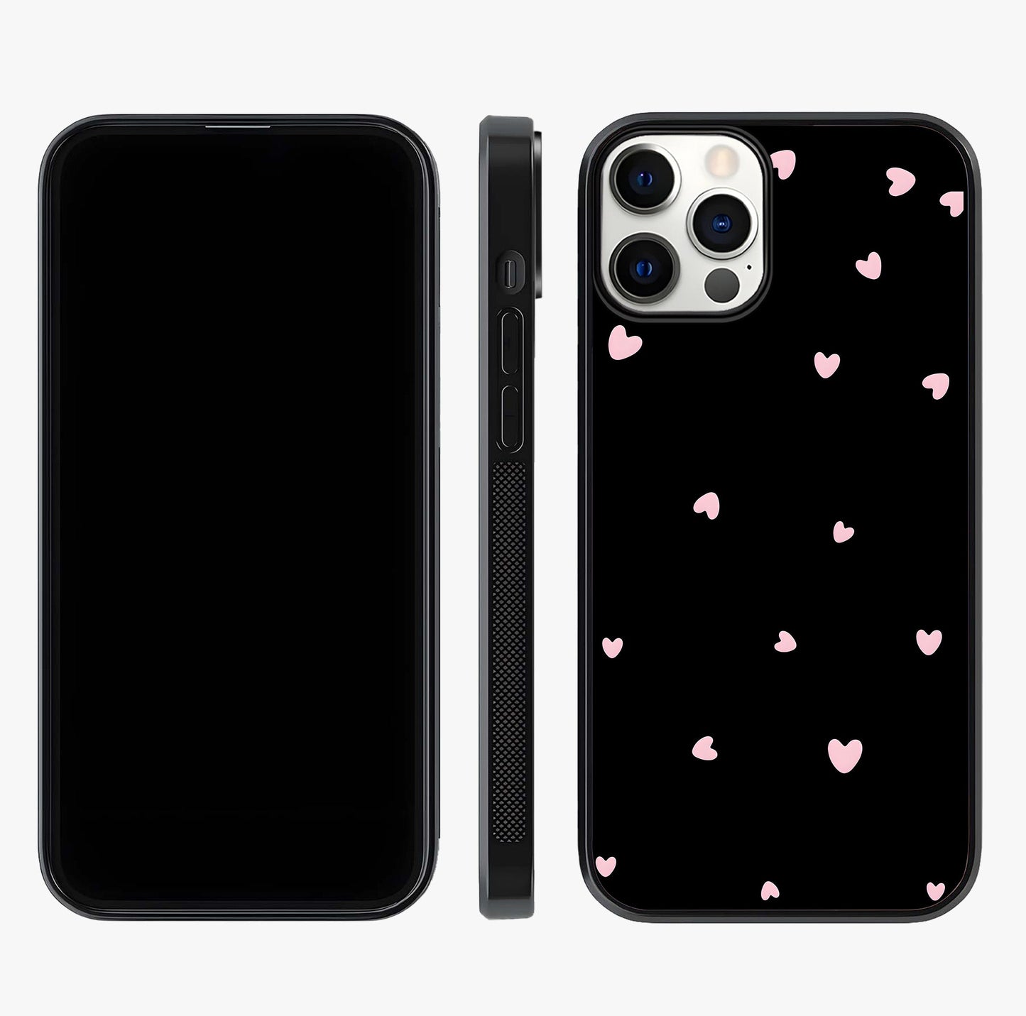 Pink Love Drops Glass Case displayed upright for full design visibility and premium finish.