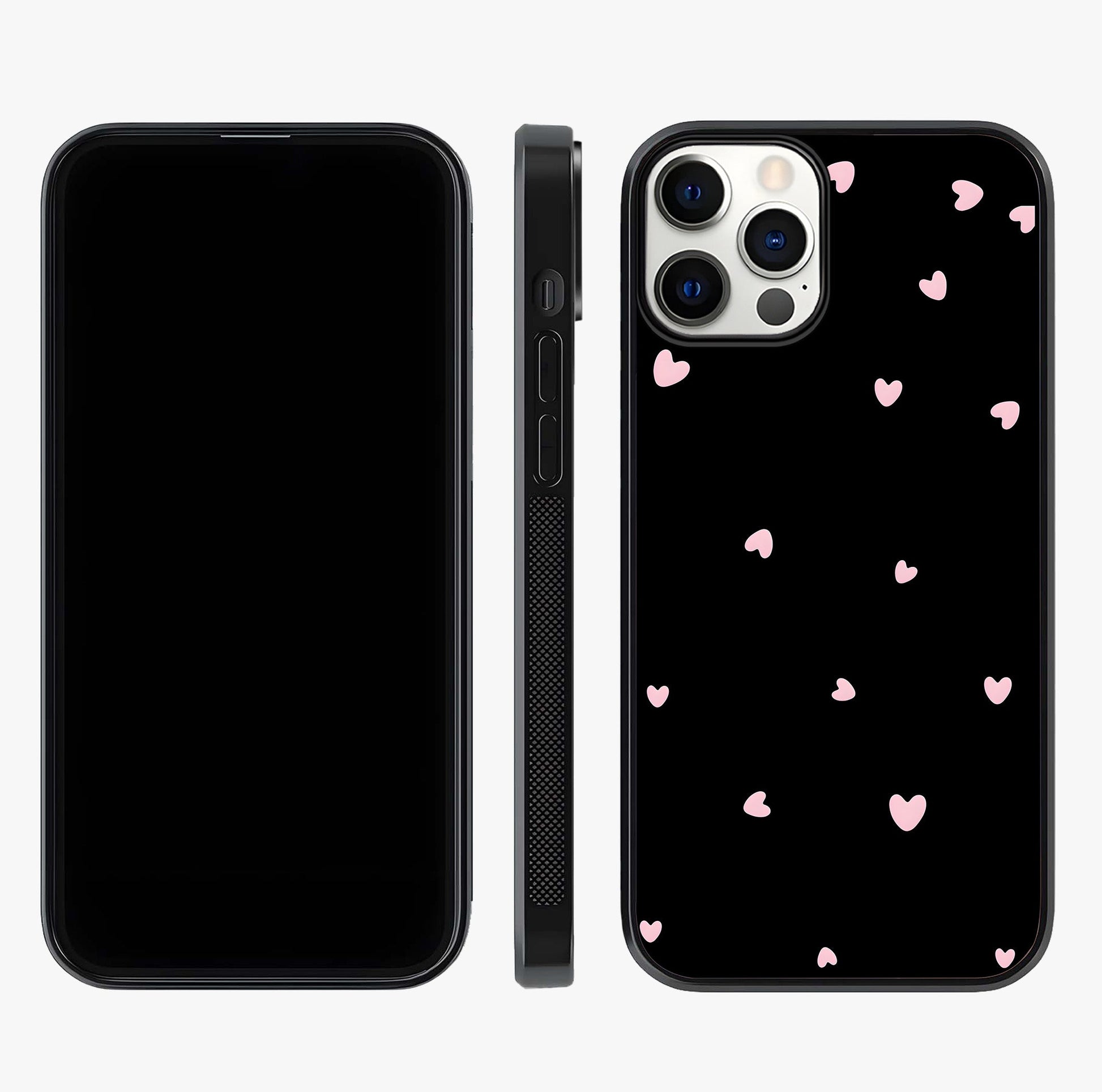 Pink Love Drops Glass Case displayed upright for full design visibility and premium finish.