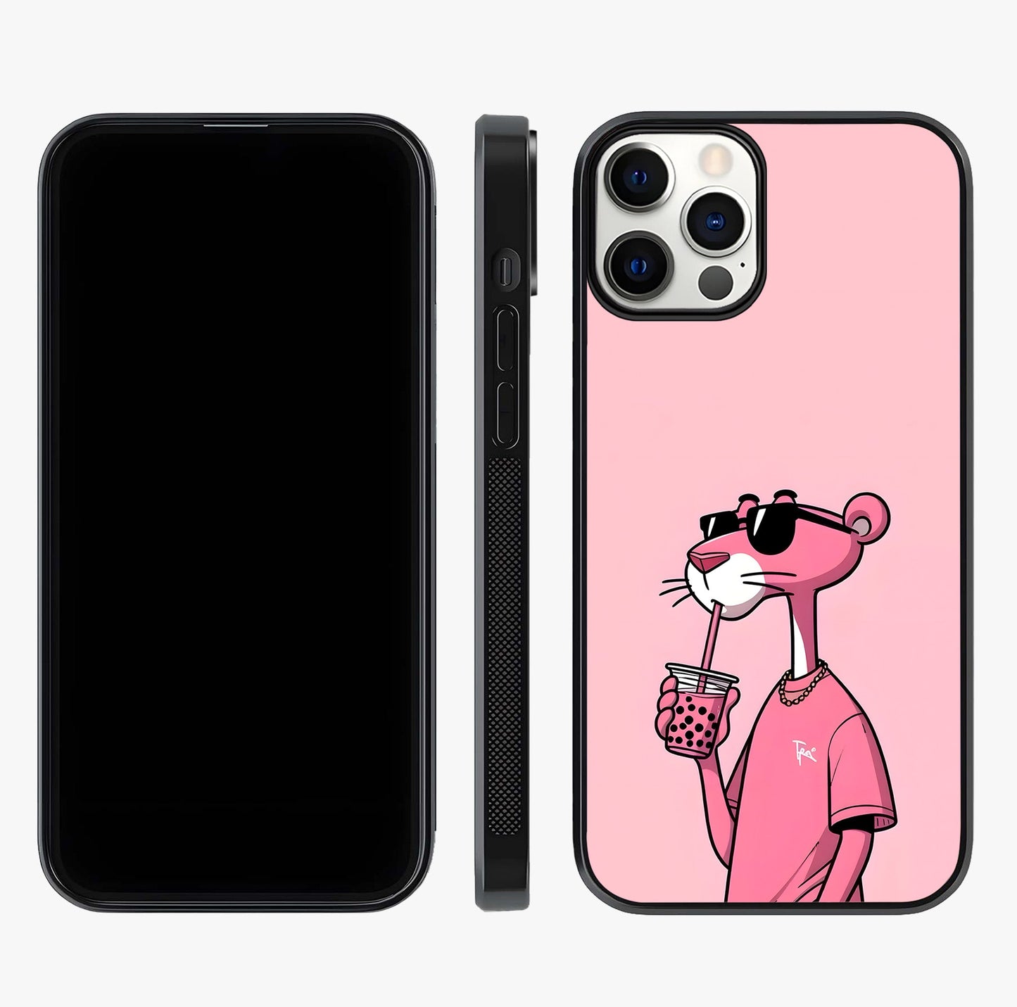 Pink Panther Glass Case displayed upright for full design visibility and premium finish.