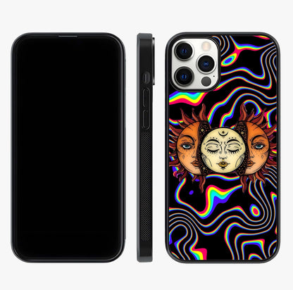 Psychedelic Sun Glass Case displayed upright for full design visibility and premium finish.