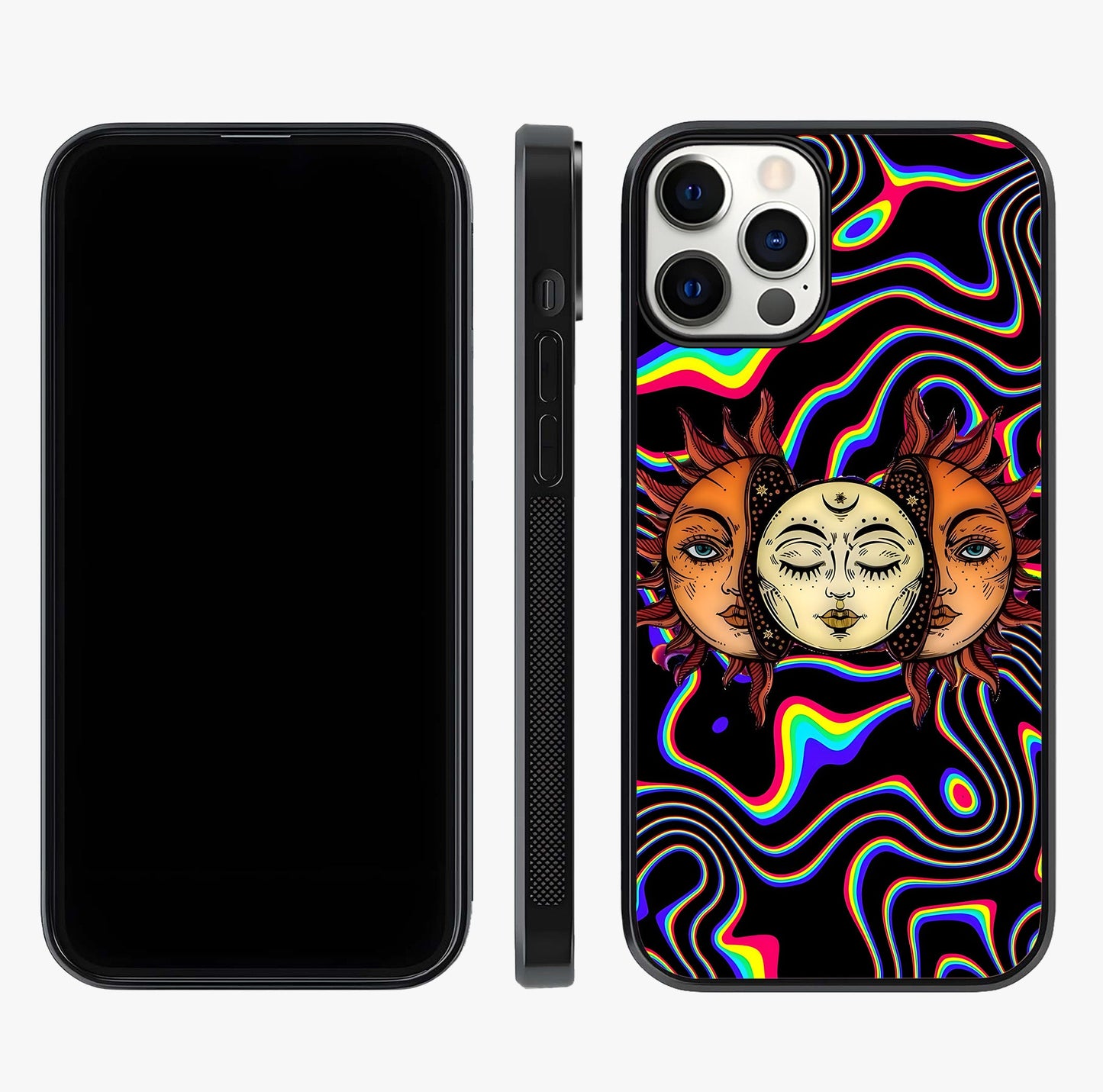 Psychedelic Sun Glass Case displayed upright for full design visibility and premium finish.