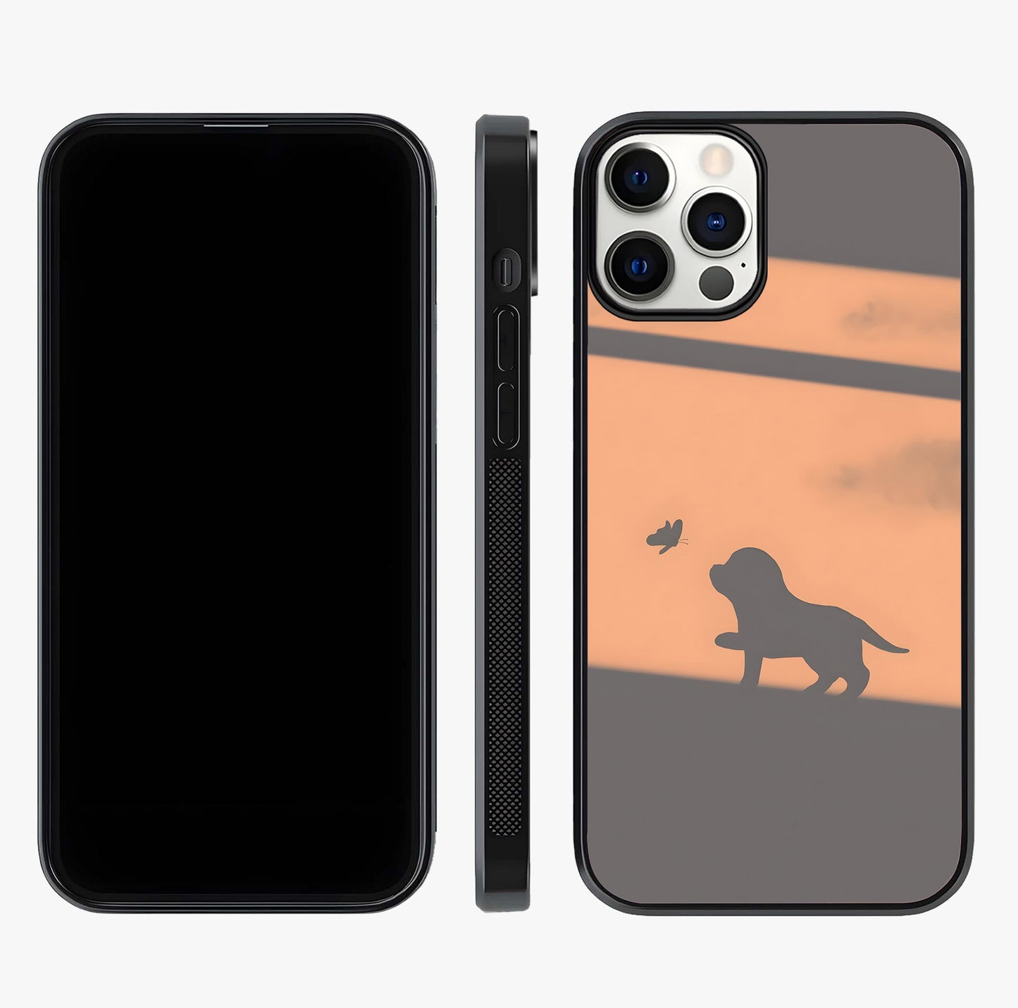 Puppy Shadow Art Glass Case displayed upright for full design visibility and premium finish.