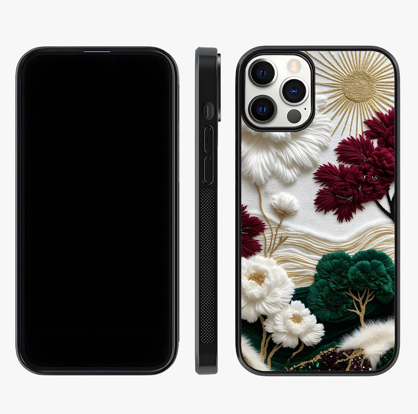 Radiant Bloom Elegance Glass Case displayed upright for full design visibility and premium finish.