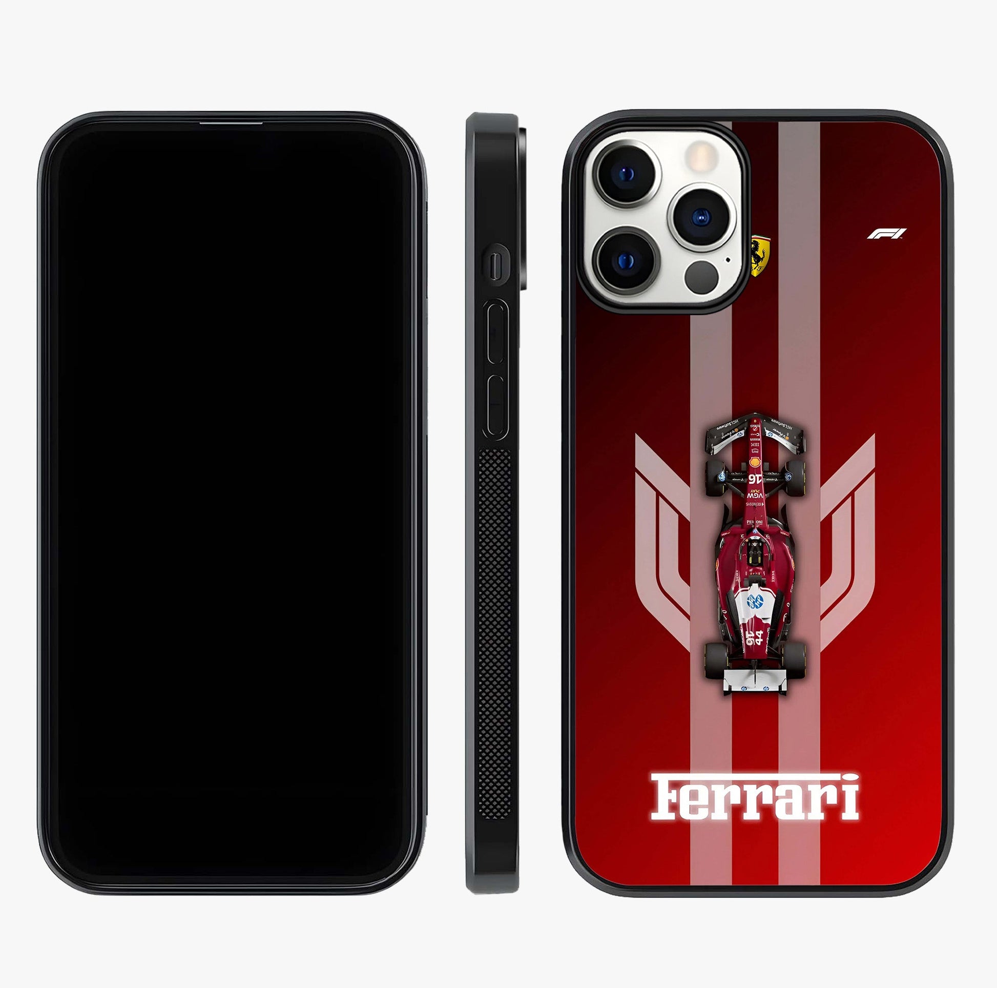Red Ferrari F1 Vertical Glass Case displayed upright for full design visibility and premium finish.