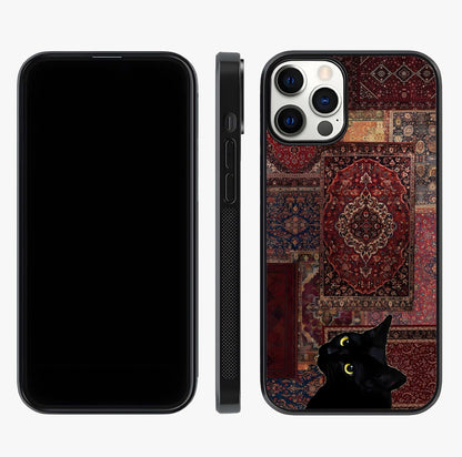 Regal Magic Cat Apple Glass Case displayed upright for full design visibility and premium finish.