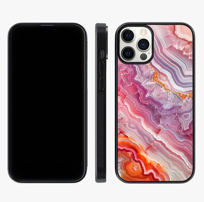 Rose Quartz Marble Glass Case displayed upright for full design visibility and premium finish.