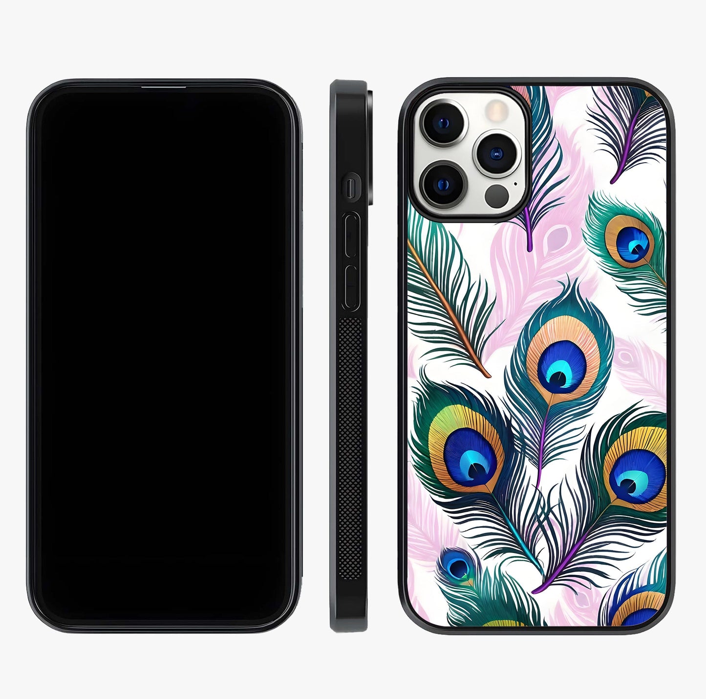 Royal Peacock Feathers Glass Case displayed upright for full design visibility and premium finish.