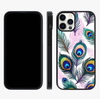 Royal Peacock Feathers Glass Case displayed upright for full design visibility and premium finish.