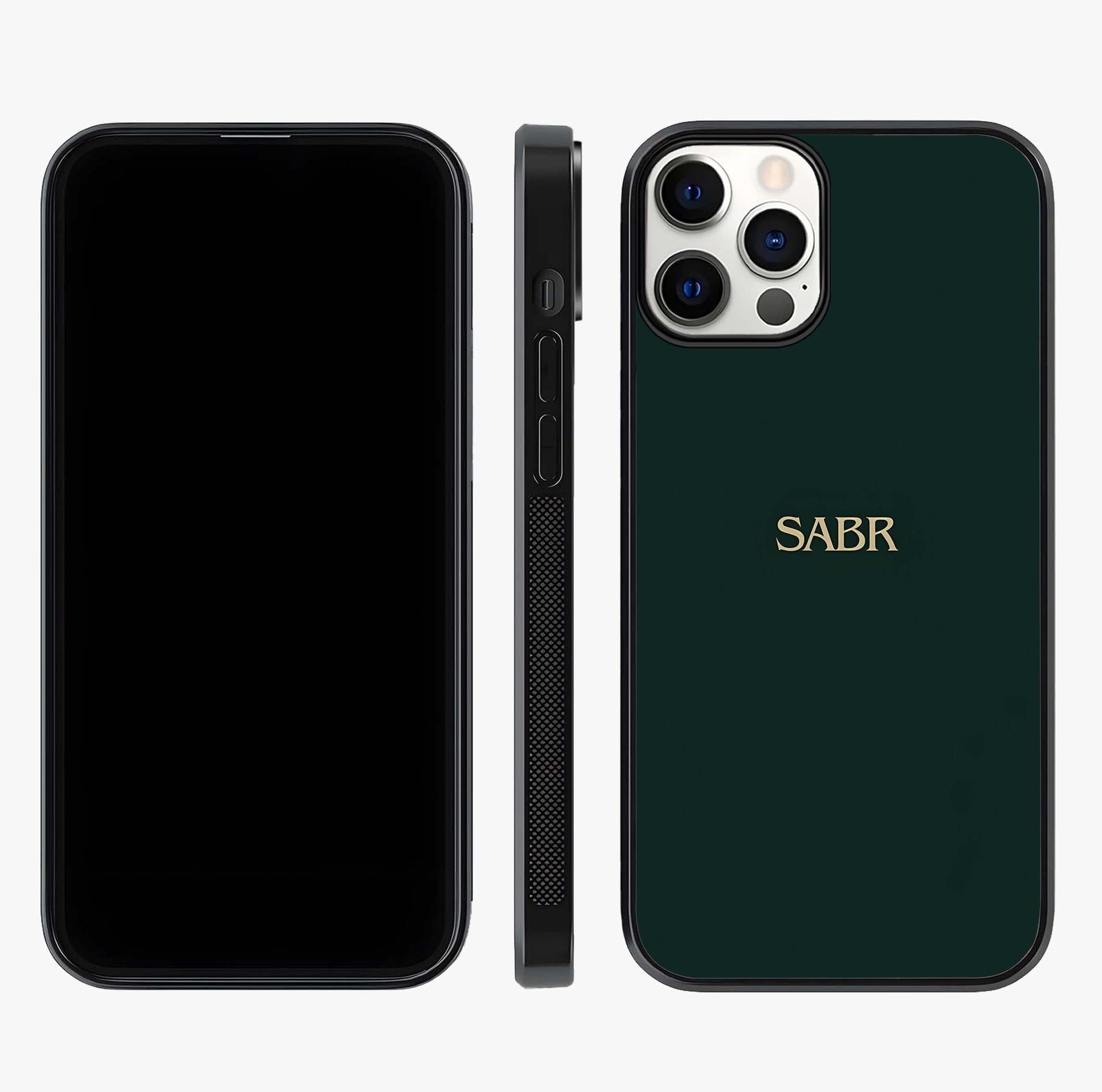 Sabr Minimal Patience Glass Case displayed upright for full design visibility and premium finish.
