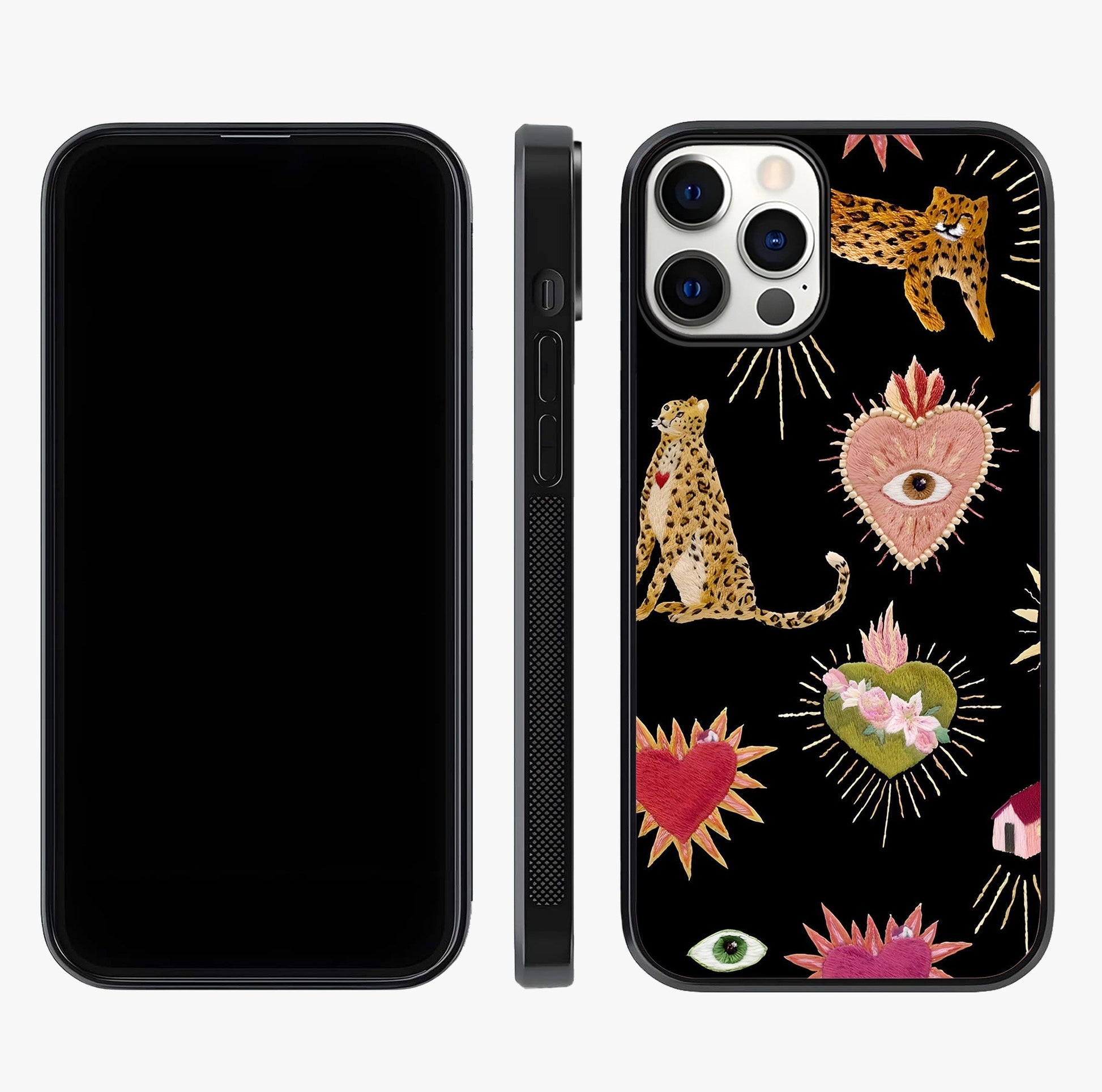 Sacred Jungle Heart Glass Case displayed upright for full design visibility and premium finish.