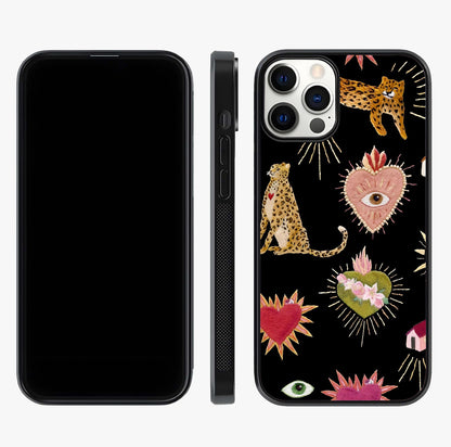 Sacred Jungle Heart Glass Case displayed upright for full design visibility and premium finish.