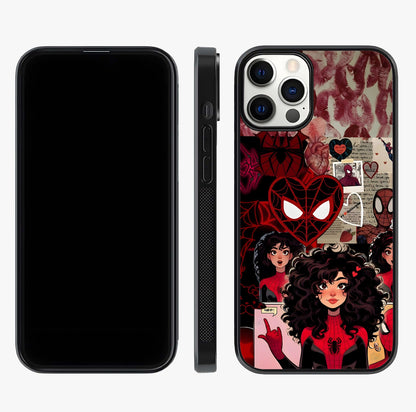 Spider Love Story Glass Case displayed upright for full design visibility and premium finish.