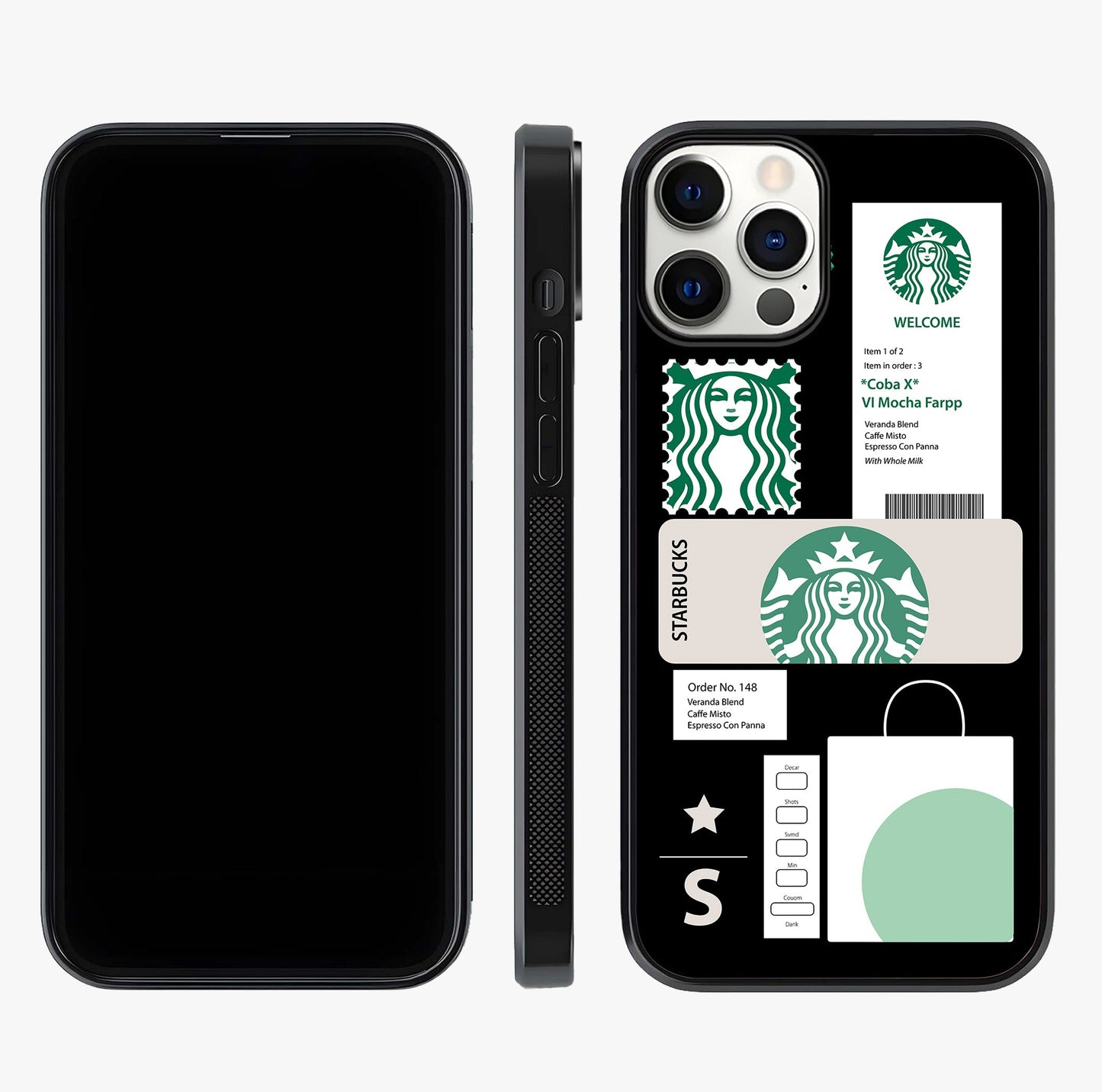 Starbucks Mocha Glass Case displayed upright for full design visibility and premium finish.