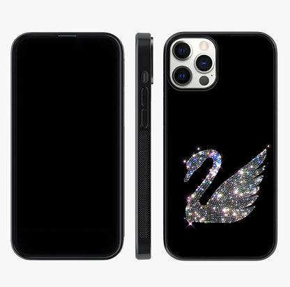 Starlit Swan Grace Glass Case displayed upright for full design visibility and premium finish.