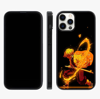 Thunder Flame Execution Glass Case displayed upright for full design visibility and premium finish.