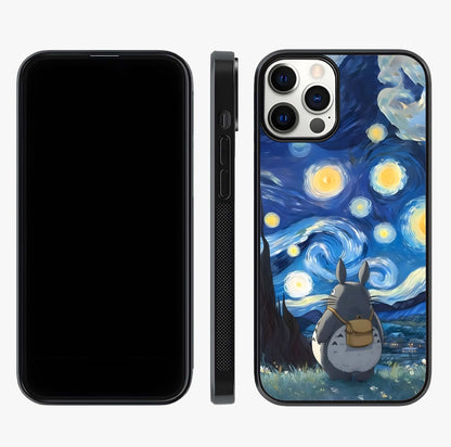 Totoro In Van Gogh Art Glass Case displayed upright for full design visibility and premium finish.