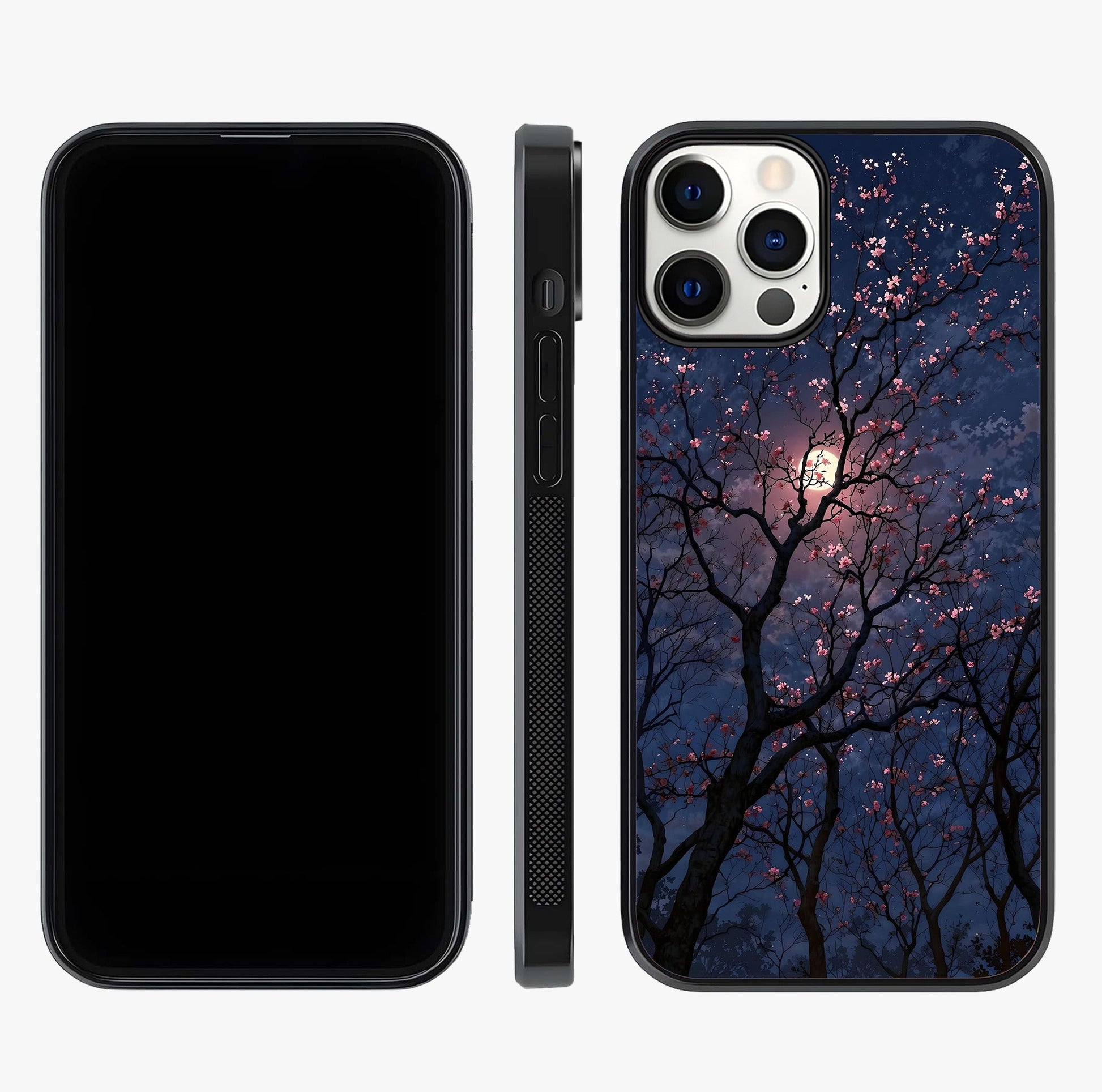 Twilight Sakura Serenade Glass Case displayed upright for full design visibility and premium finish.