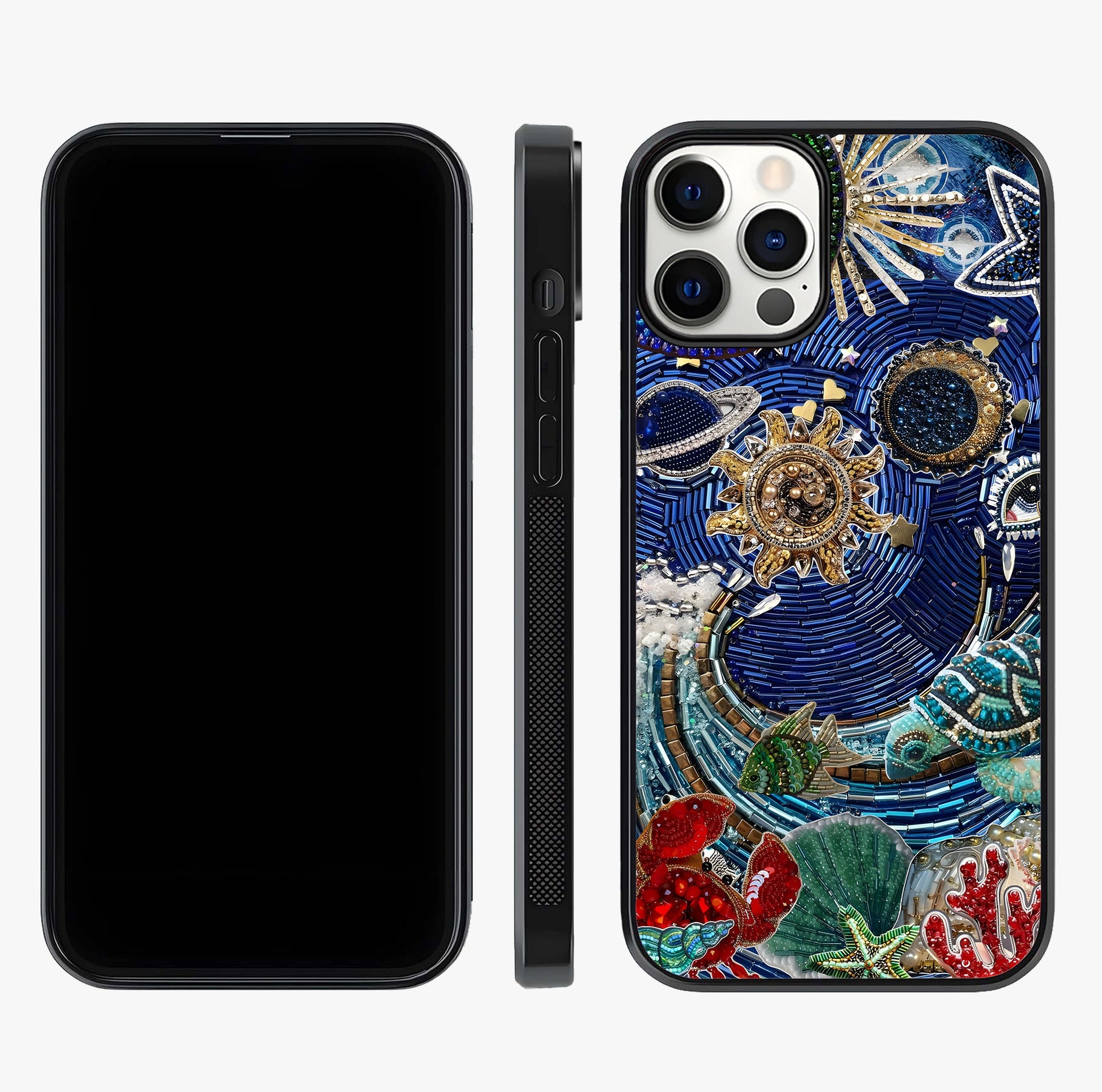 Universe Underwater Spark Glass Case displayed upright for full design visibility and premium finish.