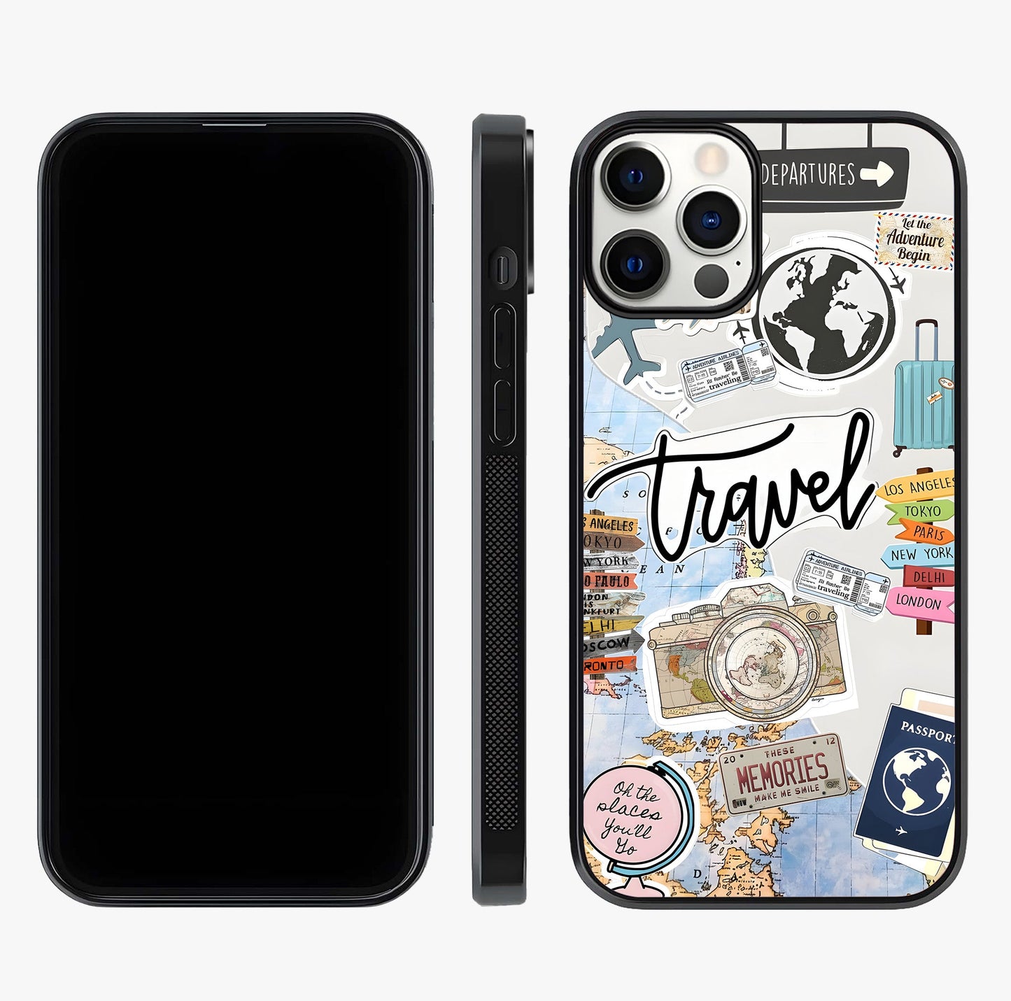 Wanderlust Journal Glass Case displayed upright for full design visibility and premium finish.