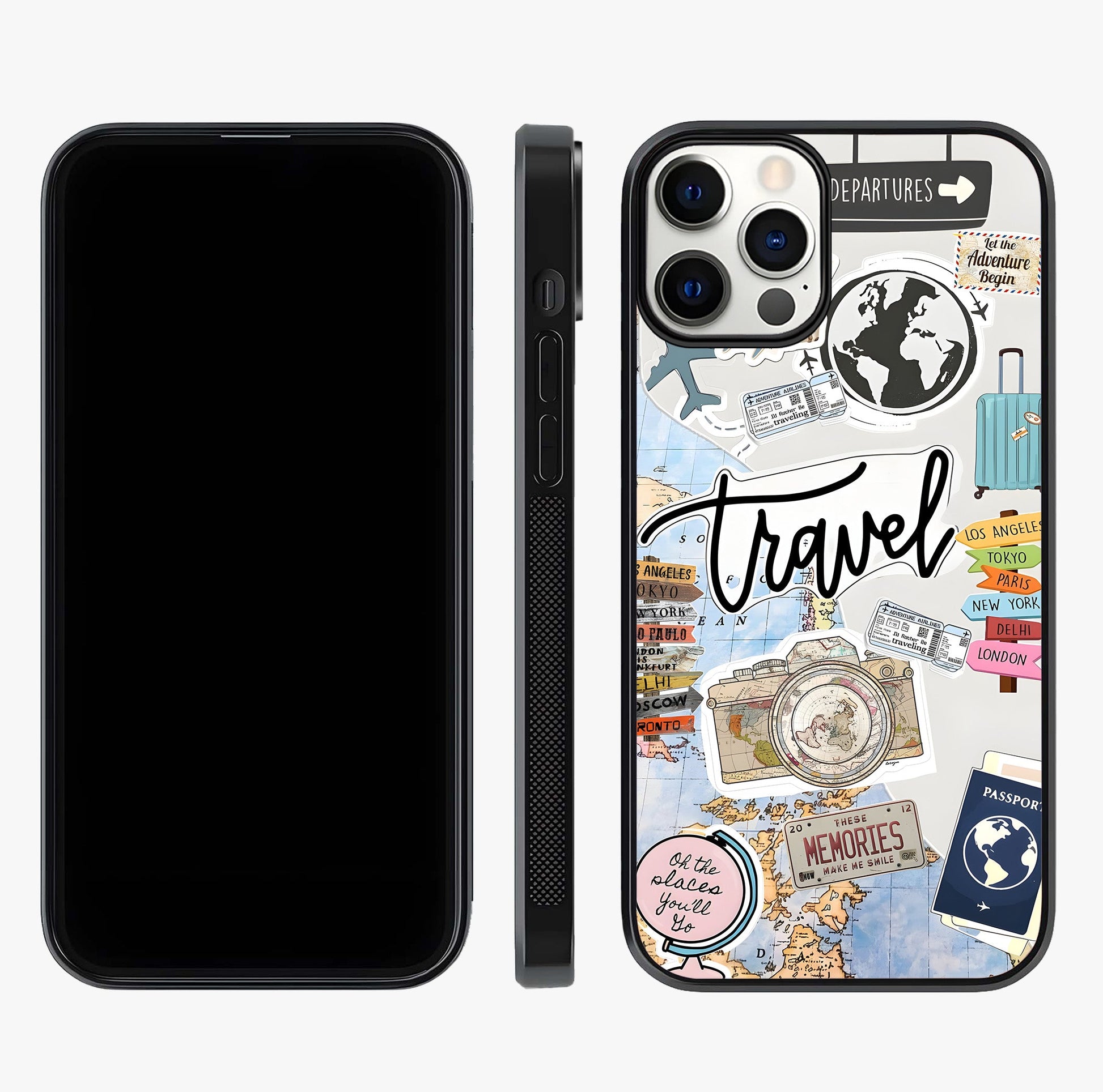 Wanderlust Journal Glass Case displayed upright for full design visibility and premium finish.