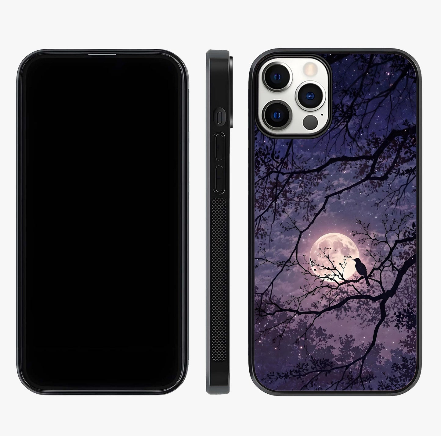 Whispering Moon Silence Glass Case displayed upright for full design visibility and premium finish.