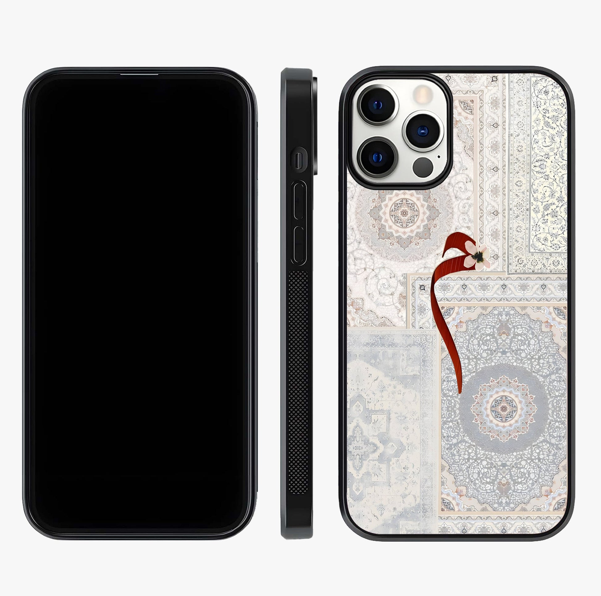 White Aesthetic Bow Glass Case displayed upright for full design visibility and premium finish.