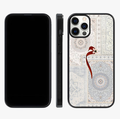 White Aesthetic Bow Glass Case displayed upright for full design visibility and premium finish.