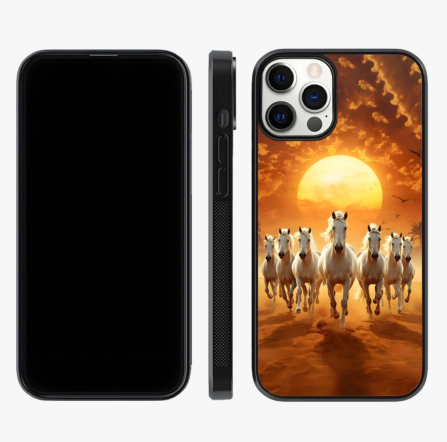 Wild Sunset Majesty Glass Case displayed upright for full design visibility and premium finish.