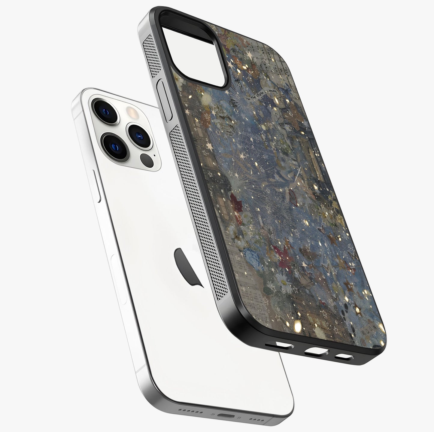 Aesthetic Astrolophia Glass Case laid diagonally highlighting side profile, edges and glossy glass shine.