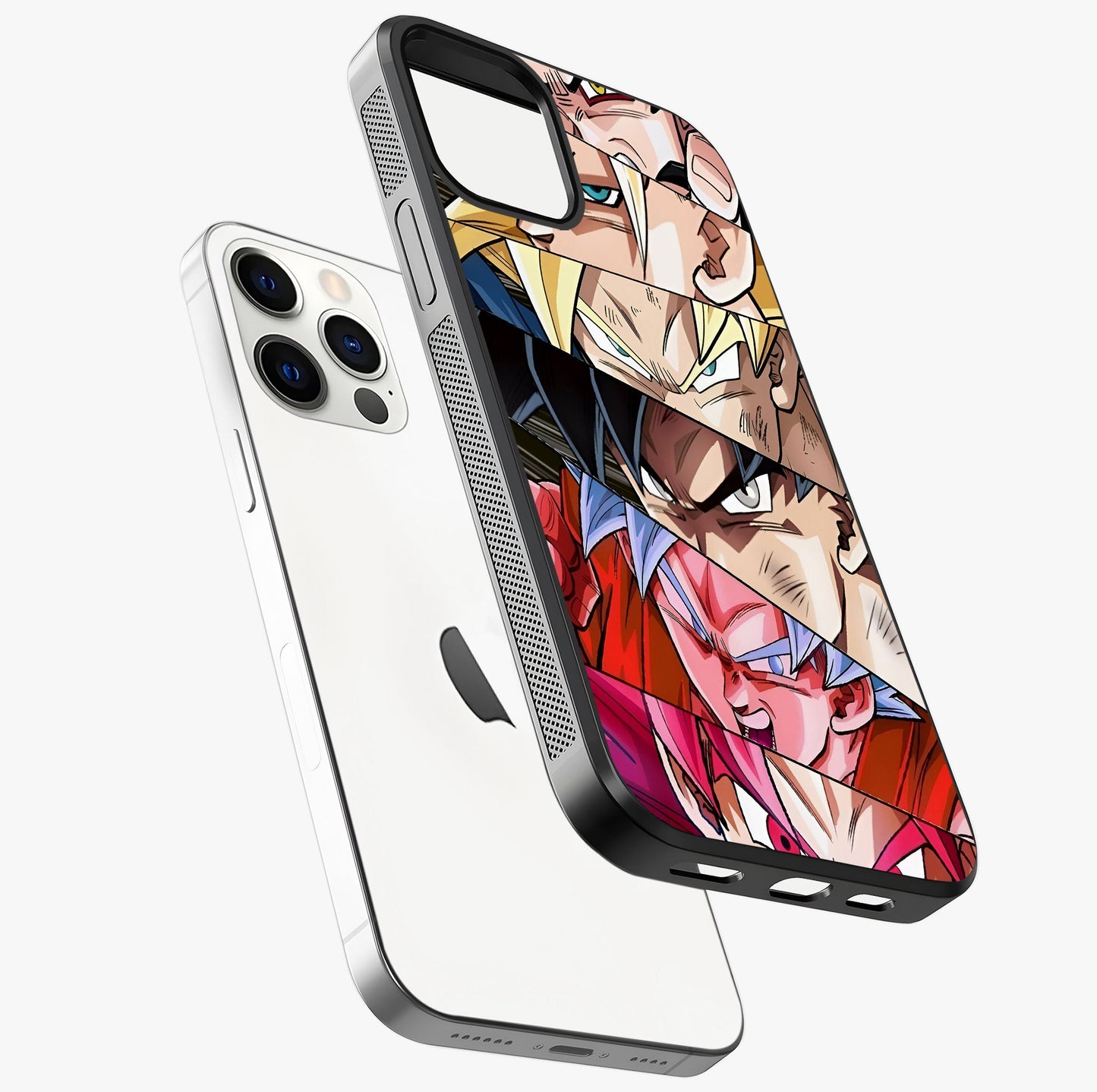 Anime Character Glass Case laid diagonally highlighting side profile, edges and glossy glass shine.