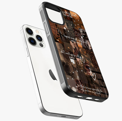 Bittersweet Aesthetic Chaos Glass Case laid diagonally highlighting side profile, edges and glossy glass shine.