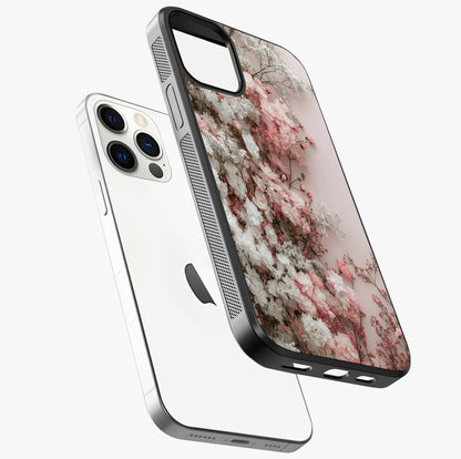 Blush Blossom Cloud Glass Case laid diagonally highlighting side profile, edges and glossy glass shine.