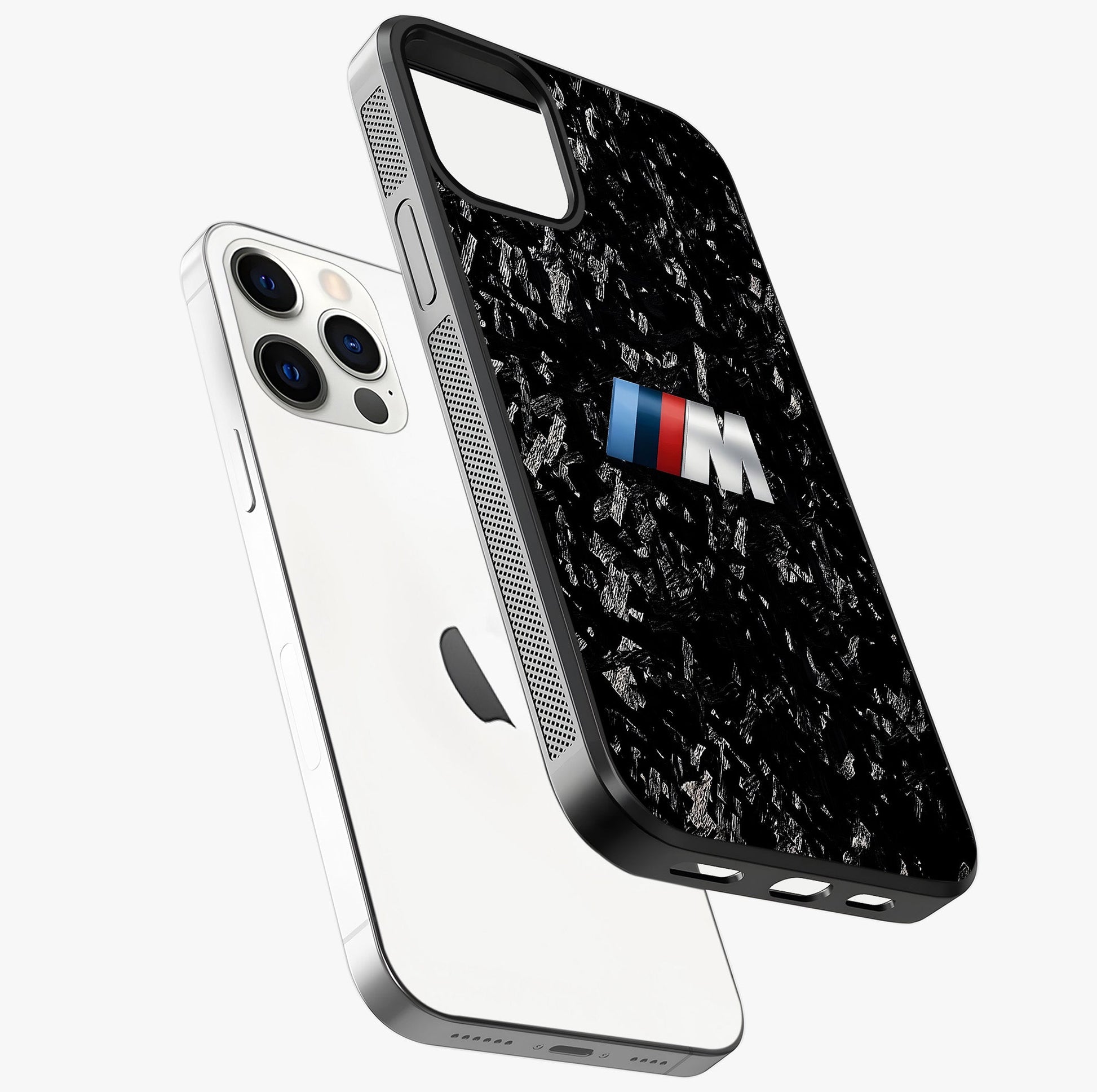 Carbon Speed Mark Glass Case laid diagonally highlighting side profile, edges and glossy glass shine.