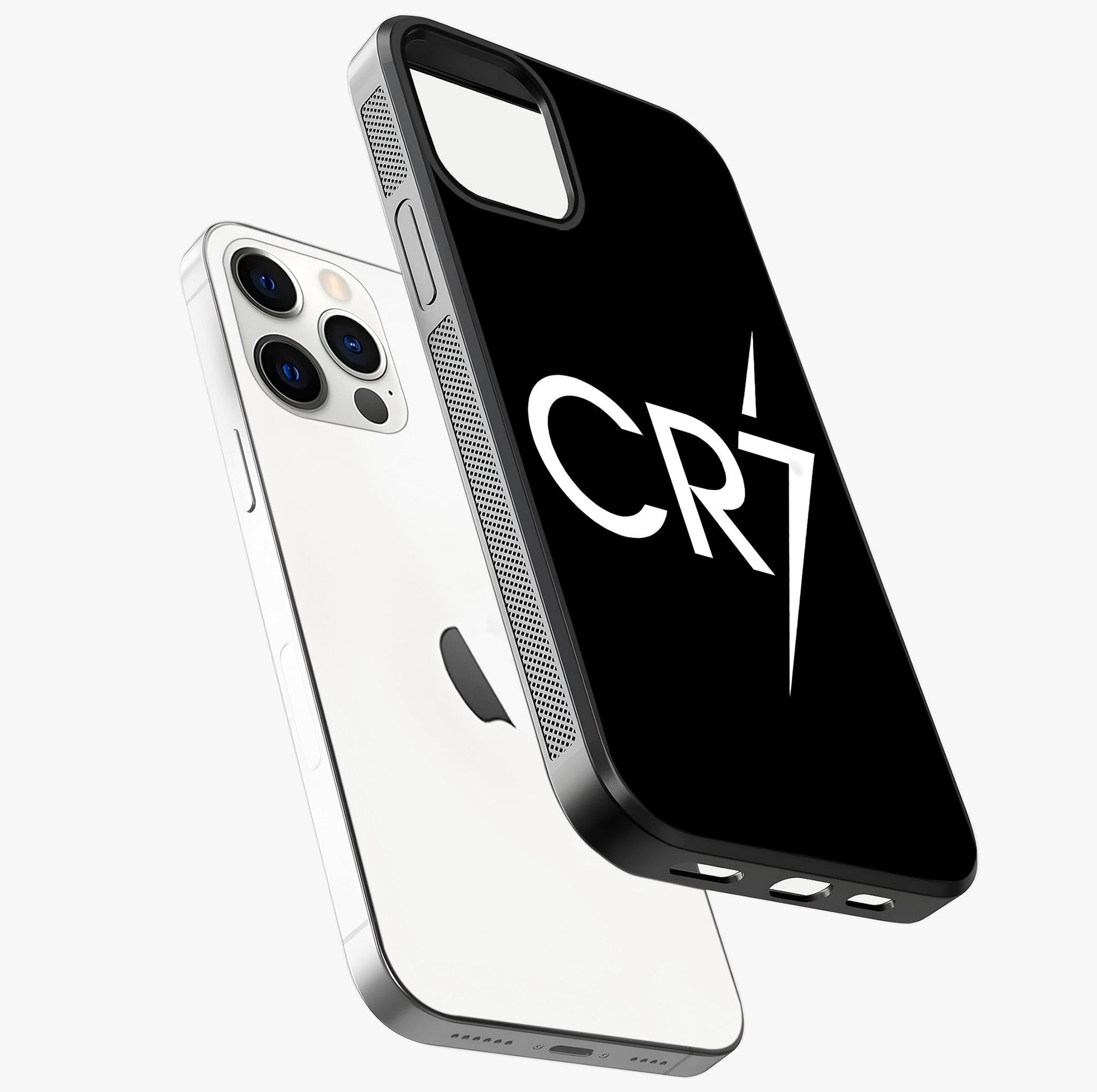 Cr7 Elite Strike Glass Case laid diagonally highlighting side profile, edges and glossy glass shine.
