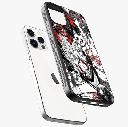 Crimson Chaos Panel Glass Case laid diagonally highlighting side profile, edges and glossy glass shine.