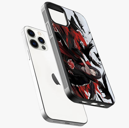 Crimson Crow Illusion Glass Case laid diagonally highlighting side profile, edges and glossy glass shine.