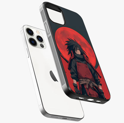 Crimson Moon Warlord Glass Case laid diagonally highlighting side profile, edges and glossy glass shine.