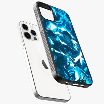 Cursed Energy Clash Glass Case laid diagonally highlighting side profile, edges and glossy glass shine.