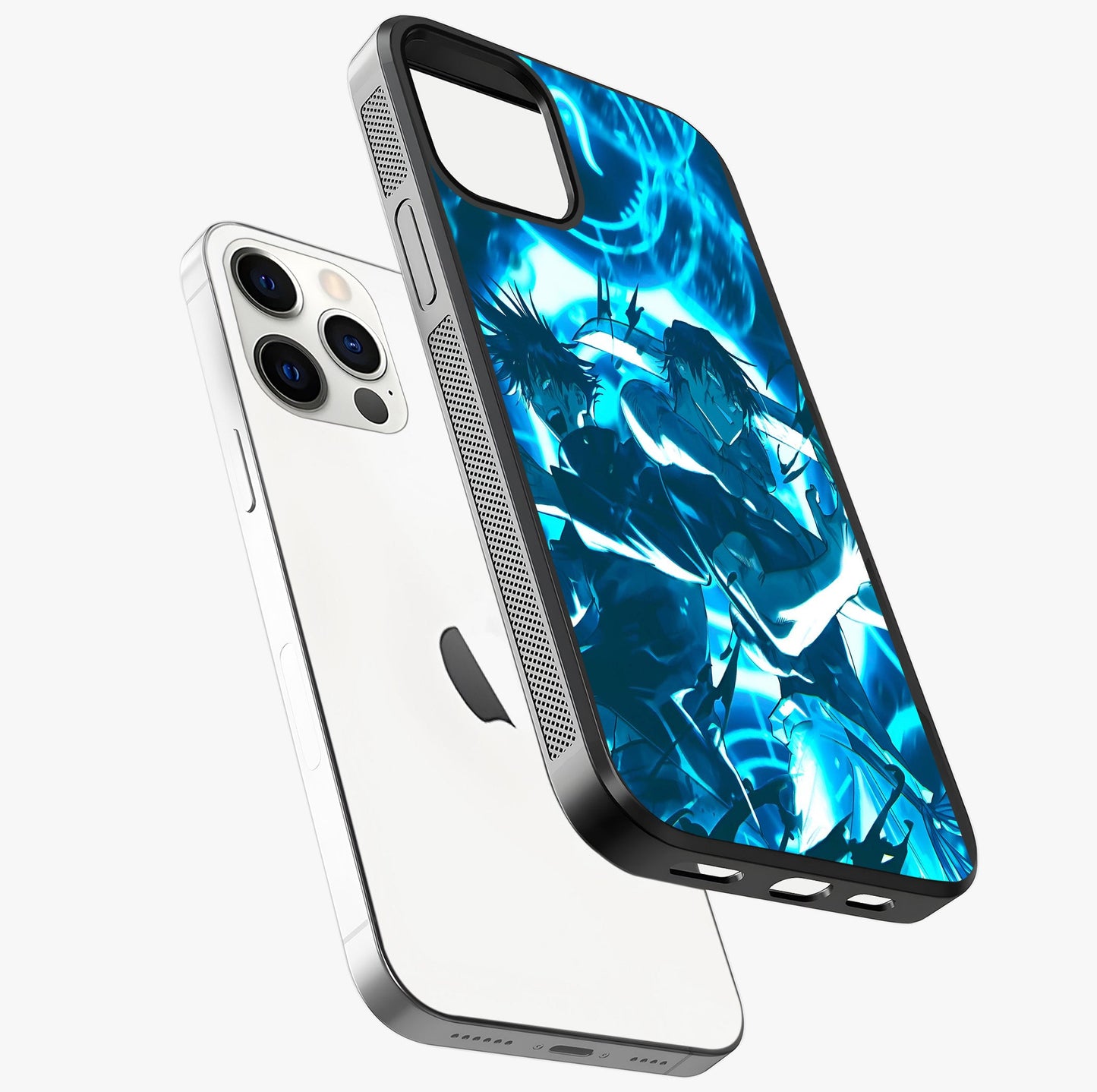 Cursed Energy Clash Glass Case laid diagonally highlighting side profile, edges and glossy glass shine.