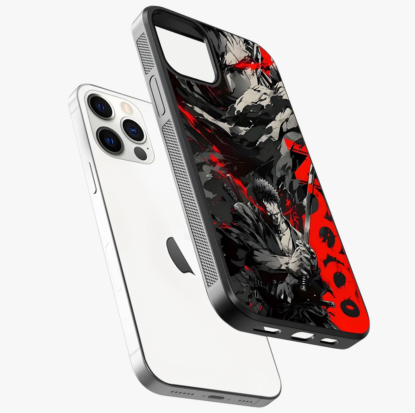 Demon Sword Resolve Glass Case laid diagonally highlighting side profile, edges and glossy glass shine.