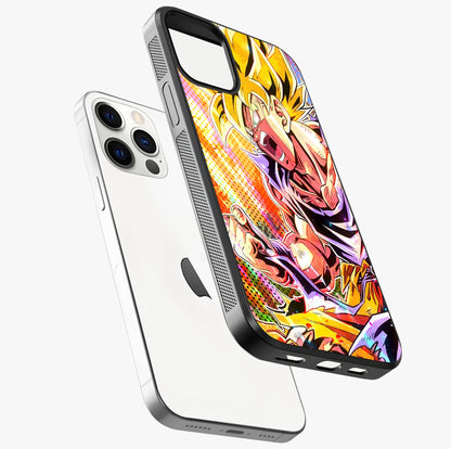 Firing Goku Glass Case laid diagonally highlighting side profile, edges and glossy glass shine.