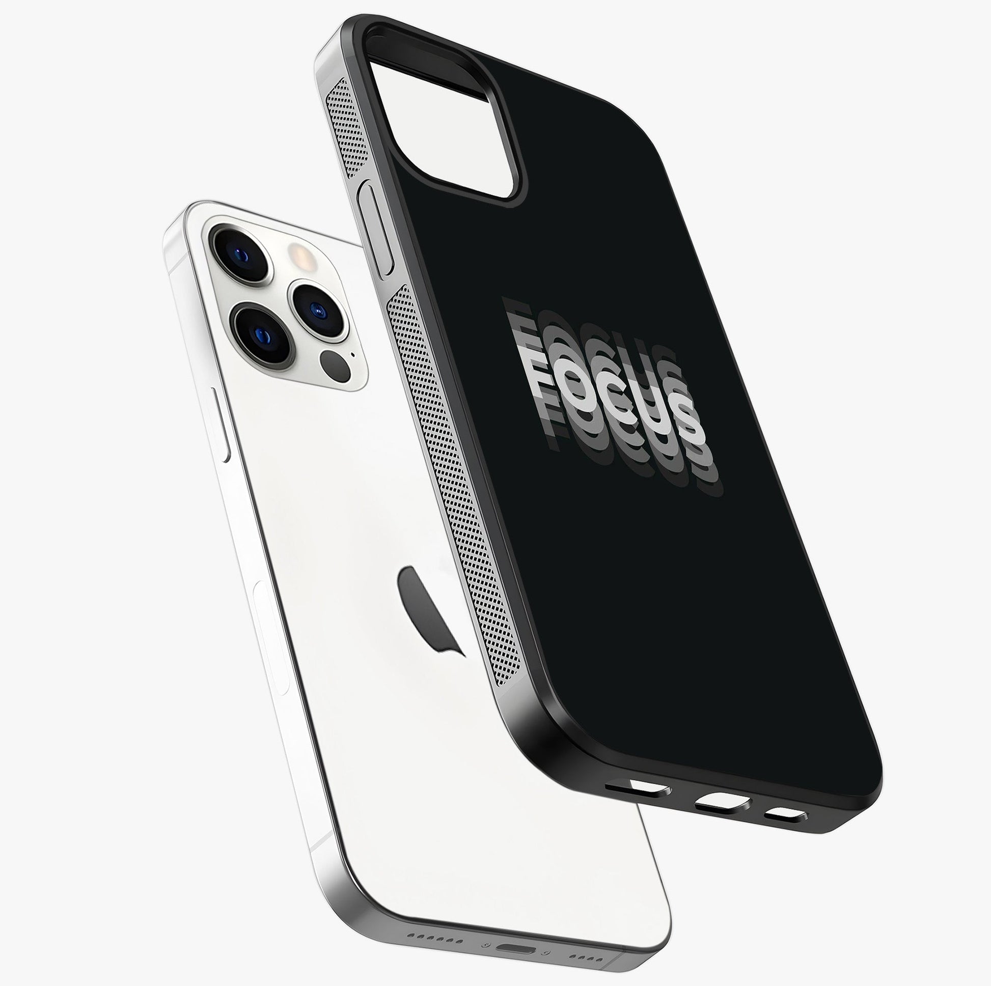 Focus Mode On Glass Case laid diagonally highlighting side profile, edges and glossy glass shine.