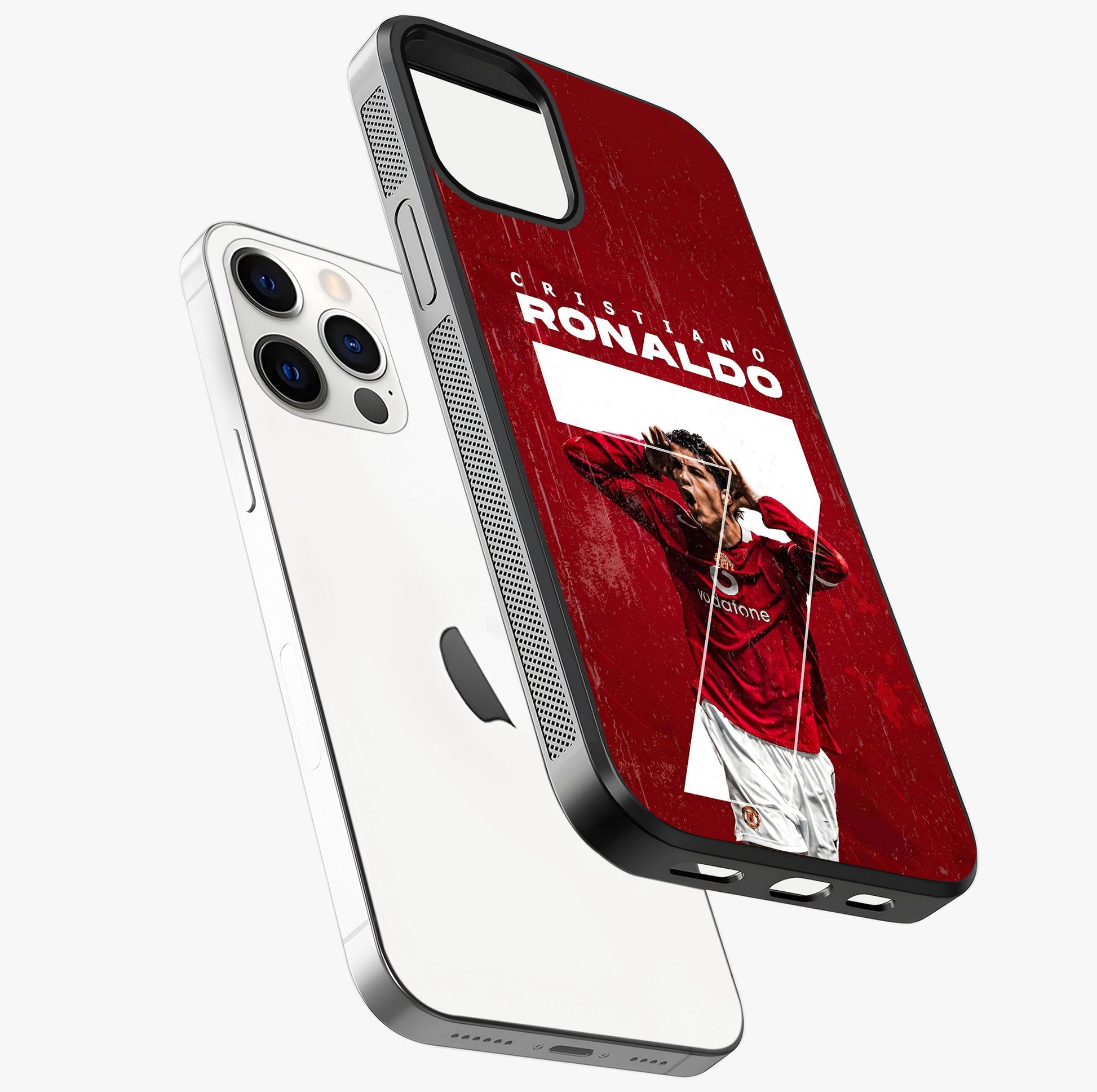 Goal Celebration Legacy Glass Case laid diagonally highlighting side profile, edges and glossy glass shine.