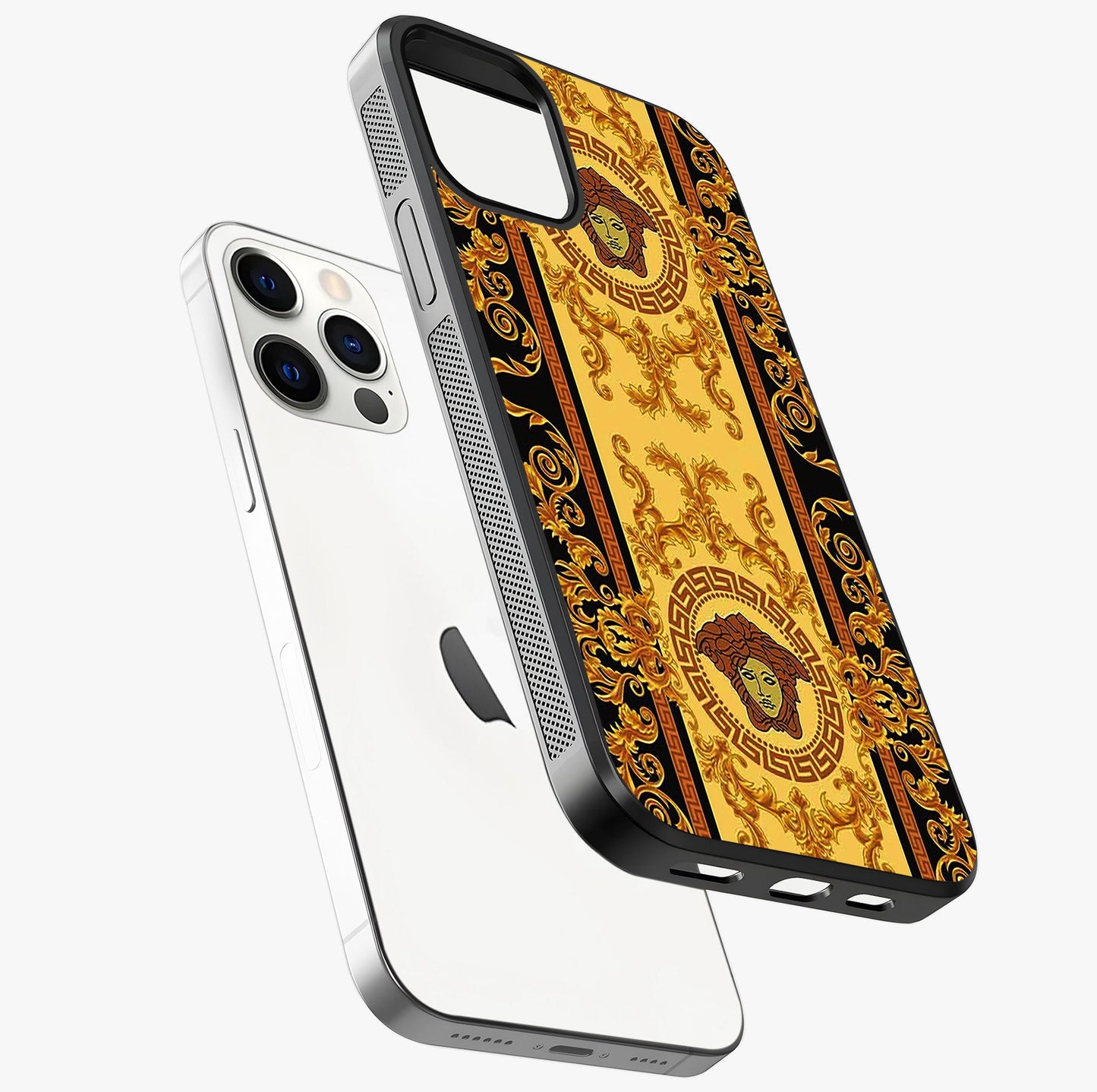 Golden Royal Heritage Glass Case laid diagonally highlighting side profile, edges and glossy glass shine.