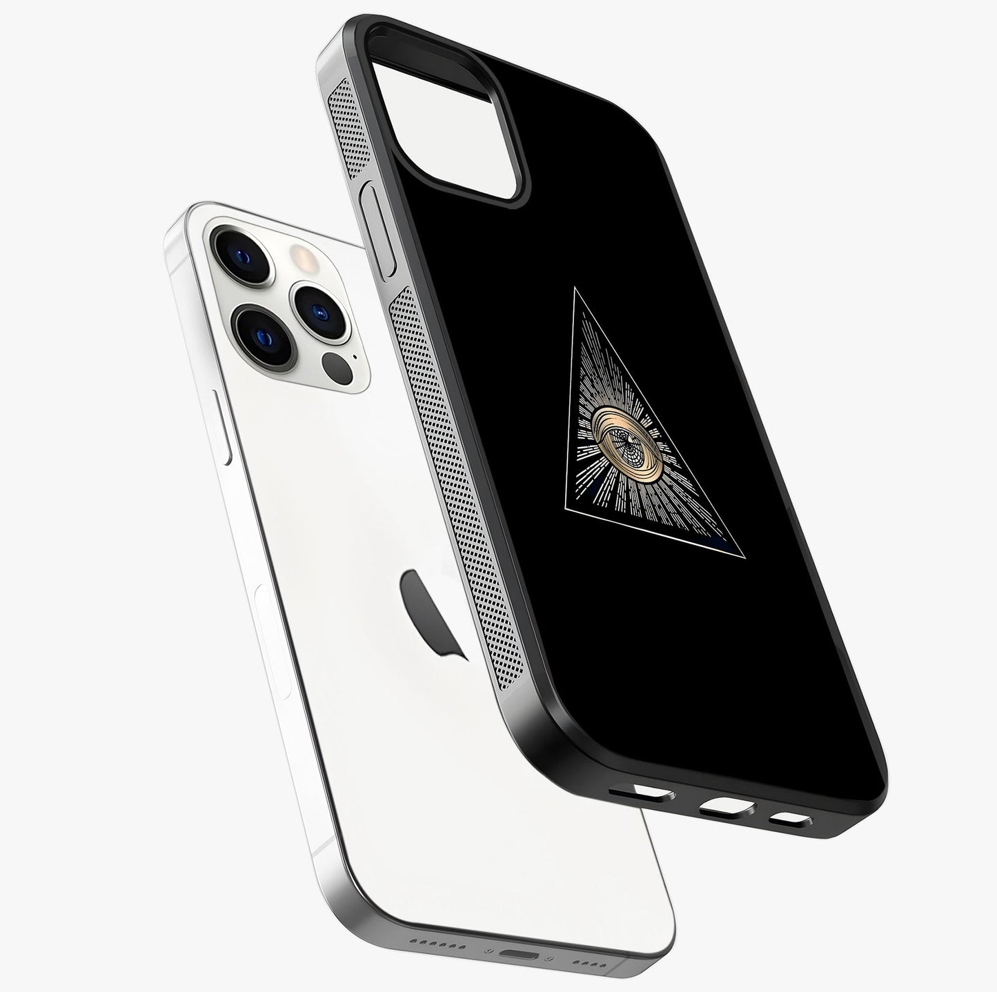Illuminati Evil Glass Case laid diagonally highlighting side profile, edges and glossy glass shine.