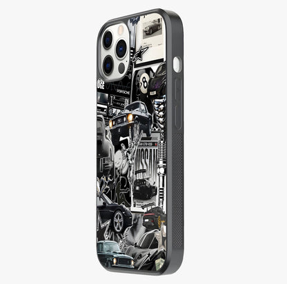 Aesthetic Dark Love Glass Case photographed in natural light showing reflective finish and design depth.