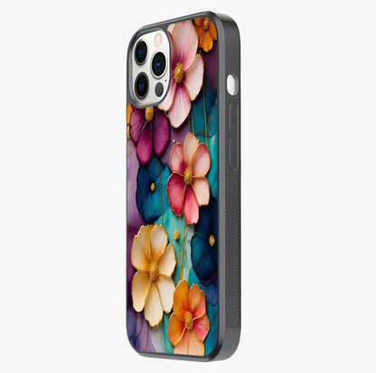 Artlyn Grace Flower Pattern Glass Case photographed in natural light showing reflective finish and design depth.
