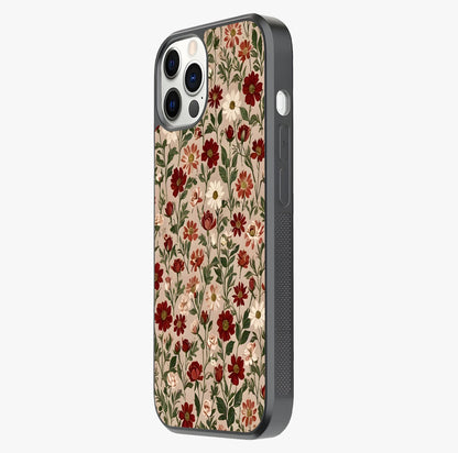 Biege Flower With Leaf Glass Case photographed in natural light showing reflective finish and design depth.