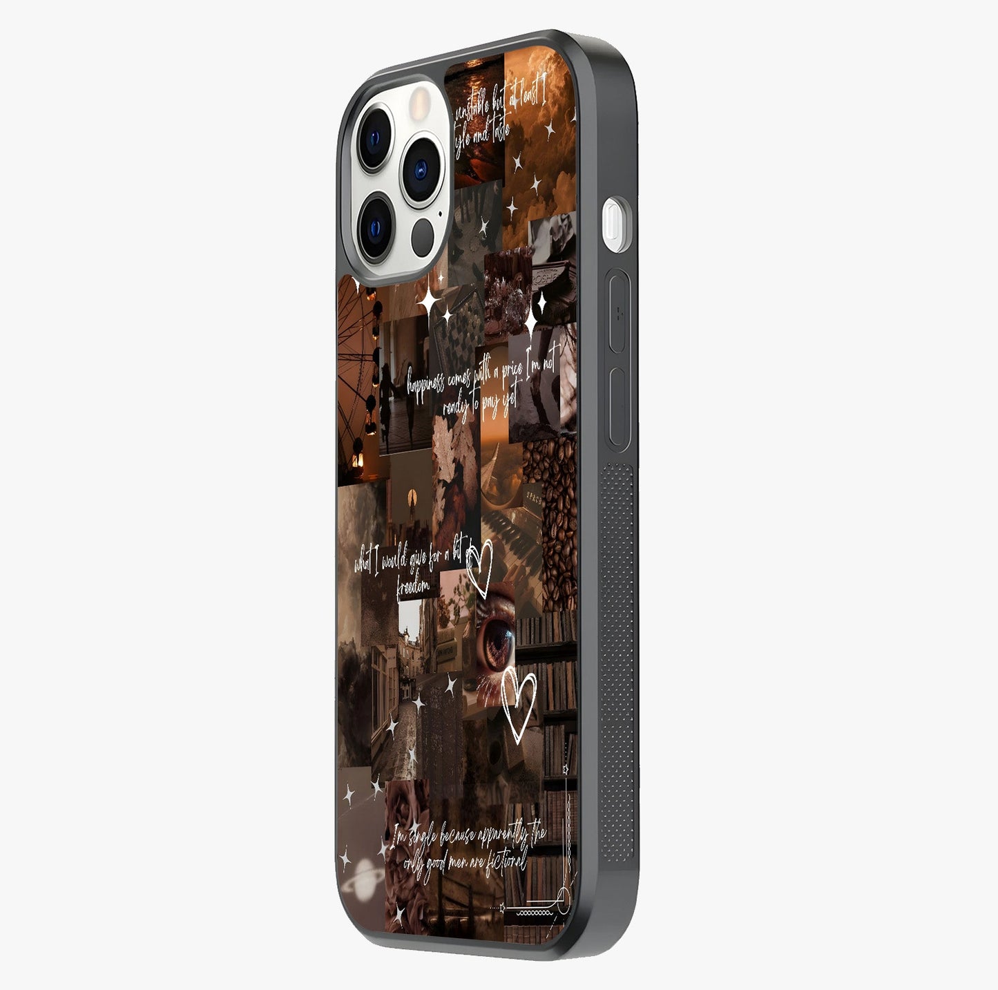 Bittersweet Aesthetic Chaos Glass Case photographed in natural light showing reflective finish and design depth.